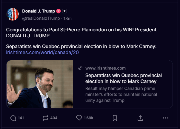 Donald Trump soutient les indépendantistes québécois, un cadeau empoisonné ?